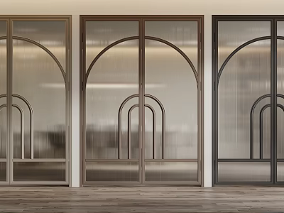 Modern Double Doors with Arched Patterns Textured Glass and Various Color Tones for Interior Design 3d model