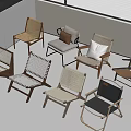 Multiple Stylish Leisure Chairs With Wooden Frames Woven Details And Neutral Tones For Modern Interiors