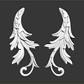 Elegant White Feather Like Carved Decorations With Symmetrical Curved Design