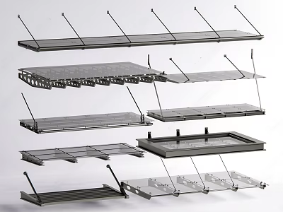 Various Modern Sunshade Canopies with Metal Frames and Durable Support Structures 3d model