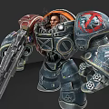 Mechanical Doll In Blue Red Armor With Gun Pilot And Forbidden Sign