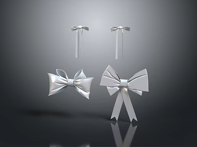 Elegant Silver Bows Fashion Accessories with Stylish Designs for Clothing Decorations 3d model