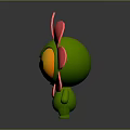 Cute Cartoon Character Resembling Flower With Pink Petals Green Body And Yellow Face