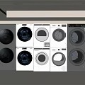 Various Washing Machines Featuring Different Designs And Colors Arranged In 3d model