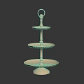 Three Tier Copper Metal Serving Tray Stand With Circular Plates And Ring Handle