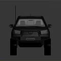 Black Pickup Truck With Roof Rack Antenna And Off Road Tires
