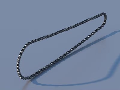 Black Metal Chain With Shiny Curved Shape On Light Blue Background 3d model