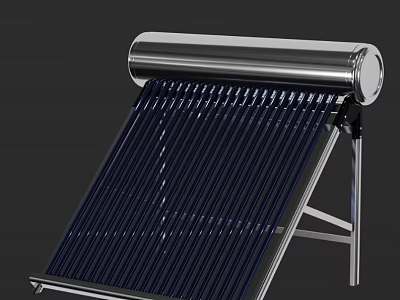 Solar Water Heater As Daily Use Appliance With Silver Storage Tank And Black Collector Tubes 3d model