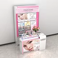Pink White Modern Cosmetic Display Shelf With Beauty Products Retail Display Counter