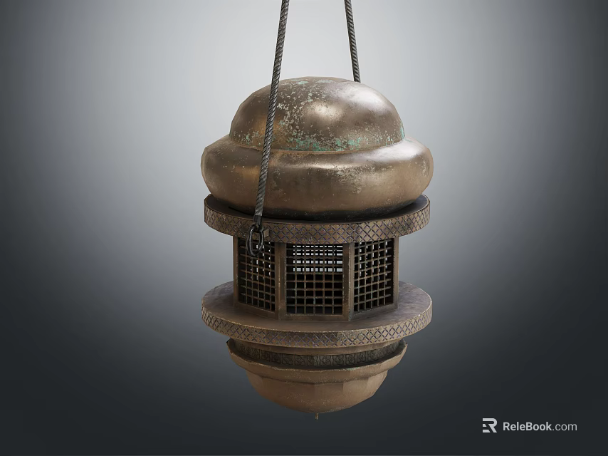 Vintage Copper Decorative Ornament Set With Dome Top And Grid Design For Home Decor 3d model 