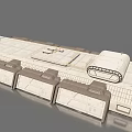 White 3D Submarine Model With Detailed Structure On Gray Background 3d model