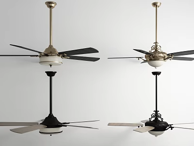 Multiple Stylish Ceiling Air Conditioner Fan Designs in Modern Black Gold Styles 3d model