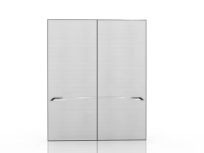 Modern Double Door Wardrobe With Brushed Metal Surface And Long Handles 3d model