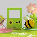 Inflatable Flower Shaped Models in Green Pink Exhibition Area with Booth Displays
