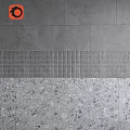 Multi Layered Wall Component With Smooth Gray Tiles And Textured Grid Patterns 3d model