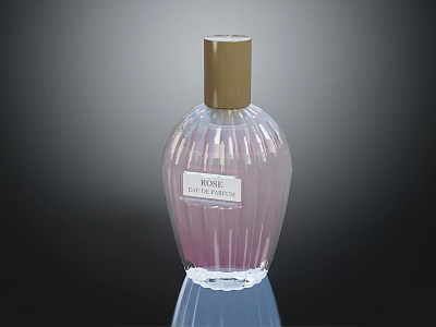Rose Eau de Parfum Perfume in Transparent Bottle with Golden Cap and Elegant Design 3d model