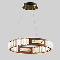 Elegant Modern Circular Chandelier With Crystal Elements And Leather Trim Design 3d model