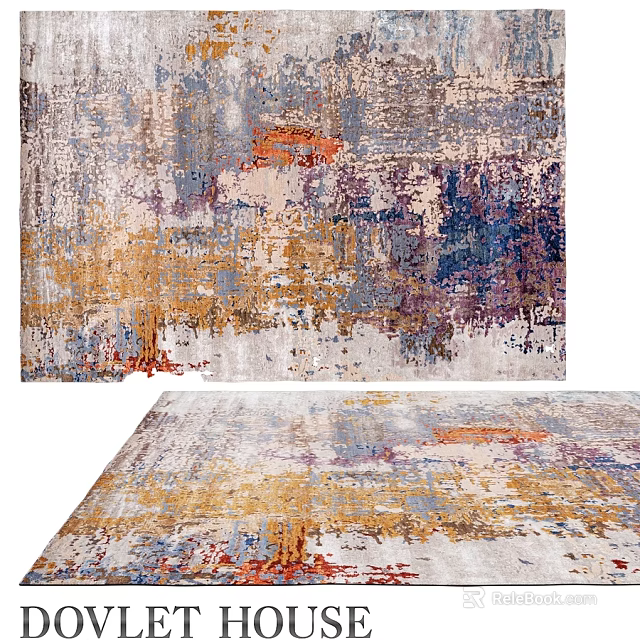 Square Rug With Abstract Artistic Design And Multicolor Tones For Modern Home Decor 3d model 