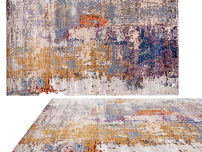 Square Rug With Abstract Artistic Design And Multicolor Tones For Modern Home Decor 3d model