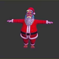 Elderly Man in Santa Claus Costume Spreading Arms with Red Hat and White Beard
