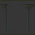Two Green Rustic Metal Support Brackets With Horizontal Top And Angled Braces 3d model