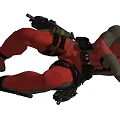 Deadpool Game and Movie Character in Red Costume With Weapons and Dynamic Pose