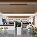 Spacious Modern Supermarket With Comfortable Seating Area And Full Range Of Neat Product Shelves