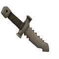 Military Style Tactical Combat Weapon With Serrated Blade And Wooden Handle