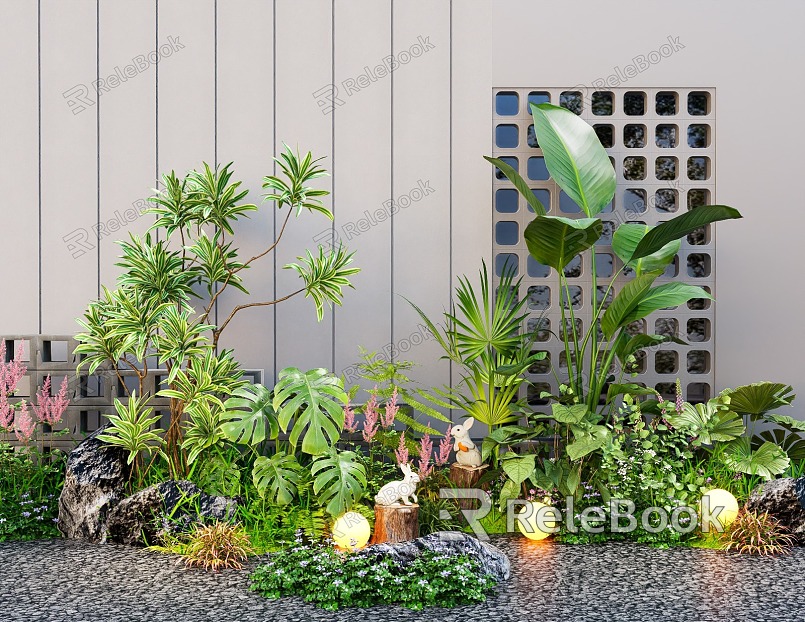 Plant Flowers and Plants Flower Mirror Courtyard Sketches Plant Combination Plant Pile Landscape Landscaping model