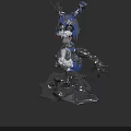 Mechanical Creature Character with Blue Silver Metal Parts Sharp Claws Mechanical Joints and Metallic Base