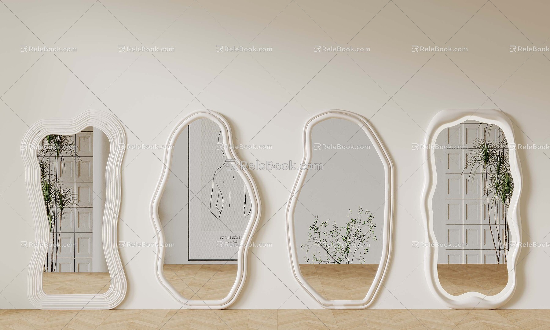 Mirror Modern Full-length Mirror Decorative Mirror 3d model