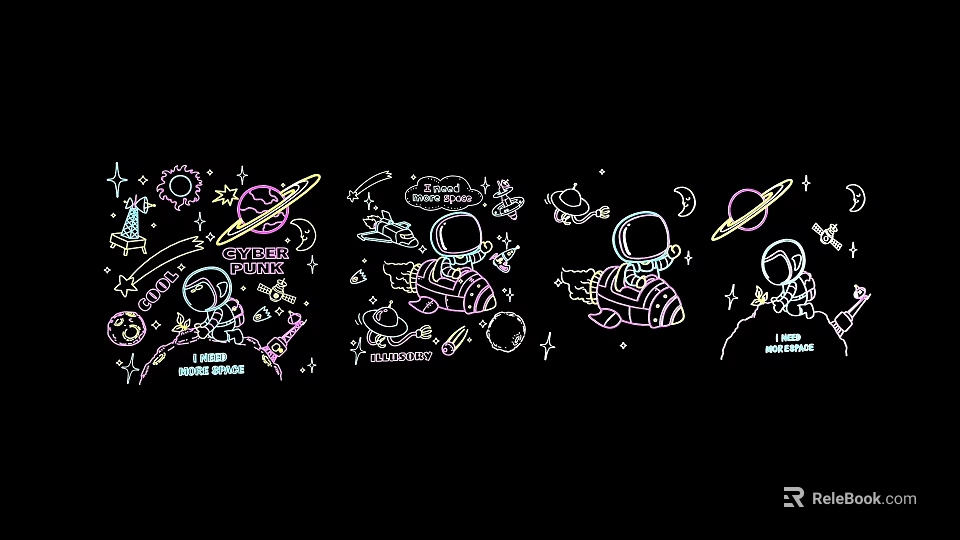 Kids Room Decorative Lights Featuring Astronaut Planet Star Cloud Glow Design 3d model 