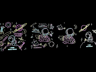 Kids Room Decorative Lights Featuring Astronaut Planet Star Cloud Glow Design 3d model