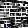 Various Modern Smart Switch Panels With Sleek Black And Gray Designs And Digital Displays