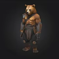 Anthropomorphic Bear Warrior 3D Model With Muscular Build And Armor Standing Pose 3d model