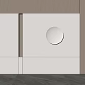 Modern Minimalist Sofa Background Wall Design With Circular Decor And Wooden Panels