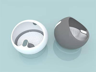 White And Gray Round Containers With Hollow Design And Perforated Holes 3d model