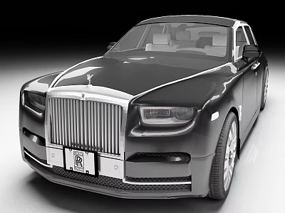 Black Rolls Royce Luxury Sedan Featuring Iconic Grille and Elegant Front Design 3D Render 3d model
