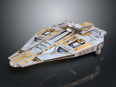 Futuristic Aerospace Spaceship Design With Metallic Surface And Detailed Structure 3d model