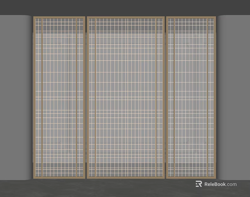 Modern Room Divider With Grid Pattern Panels For Home Interior Decor 3d model