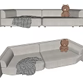 Modern double sofa three-seat sofa 3d model