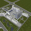 Modern Building Complex Campus With Connected Structures Green Spaces And Parking Facilities