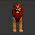 3D Rendered Cartoon Lion Character With Red Mane And Yellow Body Standing Pose