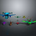 Multiple Colorful Airplane Models Including Various Types Sizes And Designs