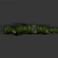 Circular Wooden Stone Ground With Green Grass Mossy Stones And Fallen Leaves