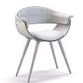 Modern Stylish Chair With Wooden Frame Brown Fabric Seat And Curved Backrest