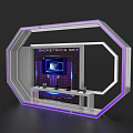 Biometrics Set Activity Exhibition Wall With Octagonal Design Purple Lighting And Display Screen