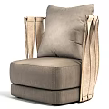 Elegant Modern Single Sofa With Ribbed Metallic Frame And Gray Fabric Cushion 3d model