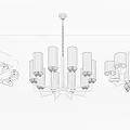 Modern Brass Chandeliers with Frosted Glass Shades Multiple Arms and Decorative Balls