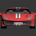 Pink Ferrari Sports Car With White Stripes Sleek Design And Shiny Exterior